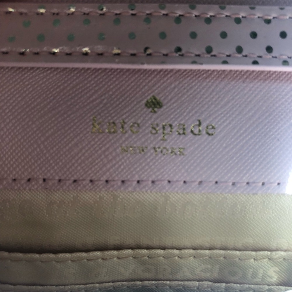 NWT Pale Pink and Gold Polka Dot Kate Spade Mini Envelope Purse - Picture 4 of 10